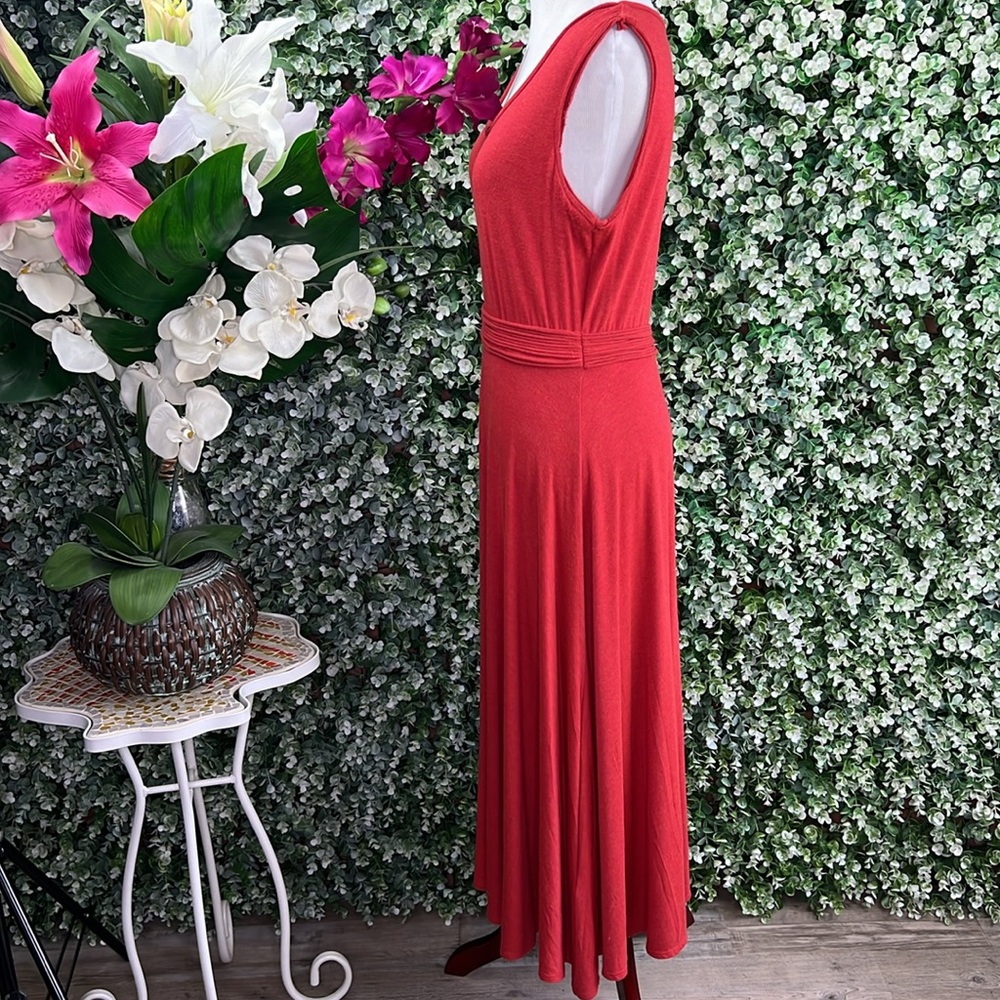 Max Studio Sleeveless Pumpkin Spice Red Orange Maxi Dress - Picture 5 of 11